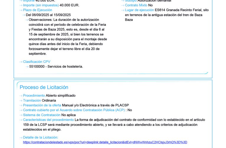 En licitación las parcelas para las casetas de la próxima Feria y Fiestas de septiembre en Baza – Excmo. Ayuntamiento de Baza