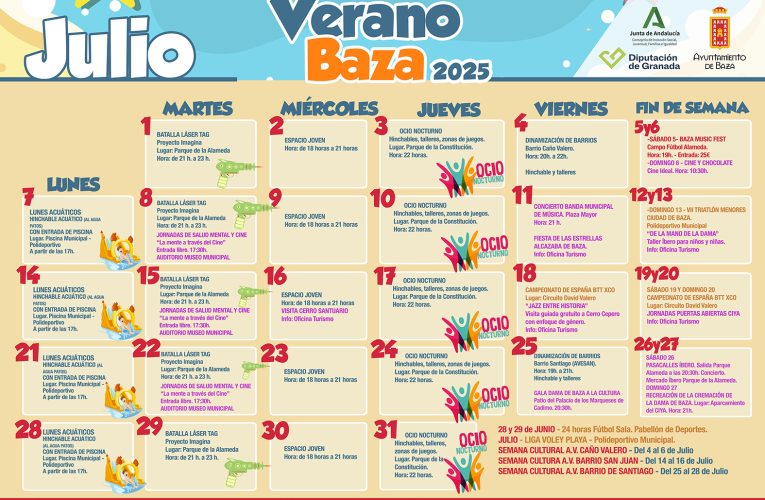 Más de cien actividades culturales, lúdicas, deportivas, refrescantes, para todas las edades, en la campaña Verano Baza 2025