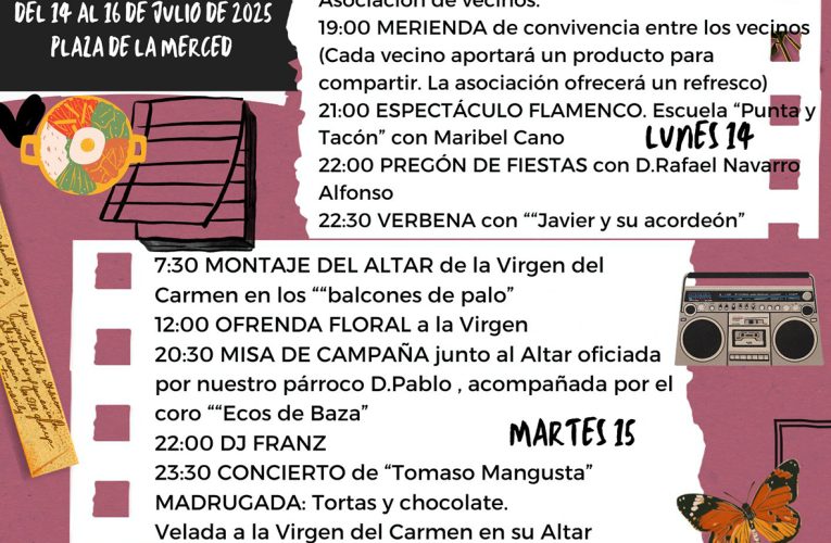 Entre el 14 y el 16 de julio, el barrio de San Juan celebra sus fiestas en honor a la Virgen del Carmen – Excmo. Ayuntamiento de Baza