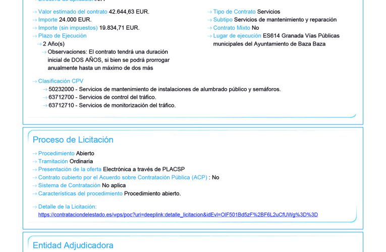 En licitación el servicio de mantenimiento de las instalaciones semafóricas de Baza – Excmo. Ayuntamiento de Baza