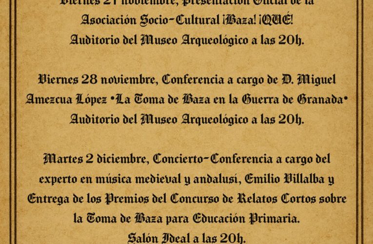 Un desfile teatralizado de la entrada de los Reyes Católicos en Baza, con participación especial de los colegios, engrandecerá a partir de este año el tradicional “¡Baza!¡Qué!” del 3 de diciembre