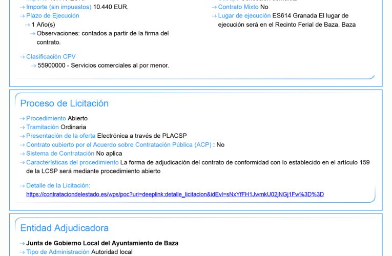 En licitación la instalación y explotación del rastro semanal de segunda mano en el recinto ferial – Excmo. Ayuntamiento de Baza