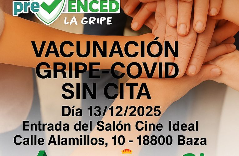 Campaña especial de vacunación masiva sin cita para gripe y COVID este sábado 13 de diciembre – Excmo. Ayuntamiento de Baza
