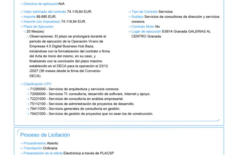 Sale a licitación la contratación del programa de incubación incluido en el Vivero de Empresas 4.0 que está promoviendo el Ayuntamiento de Baza