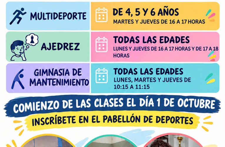 Abierta la inscripción para el nuevo curso de las Escuelas Deportivas Municipales, que se iniciarán el 1 de octubre – Excmo. Ayuntamiento de Baza