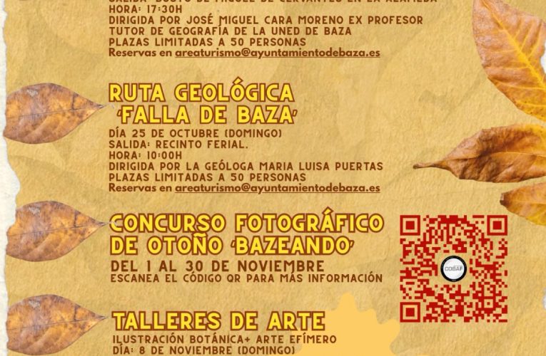 El Área de Turismo del Ayuntamiento de Baza presenta su programación de otoño con visitas guiadas, actividades culturales y talleres de arte